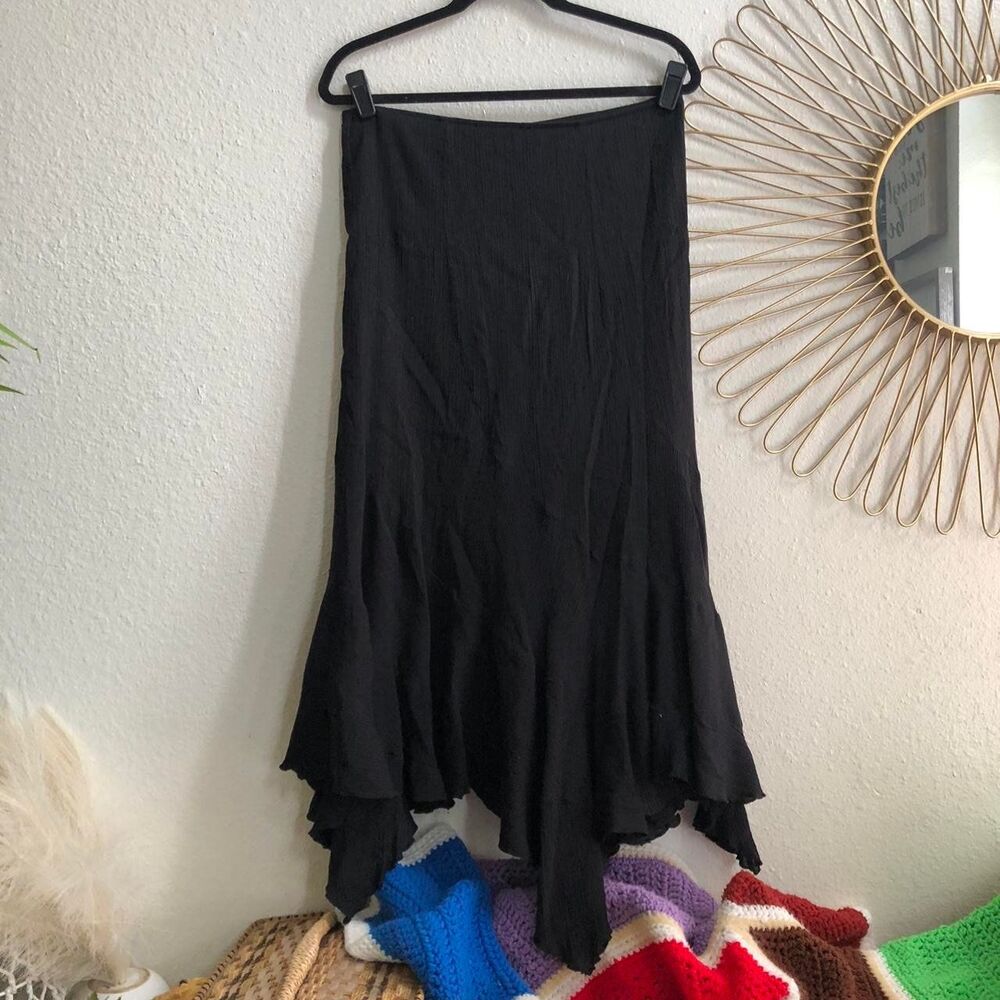 RARE Vintage Faded Glory Whimsygoth ruffle asymmetrical handkerchief maxi skirt